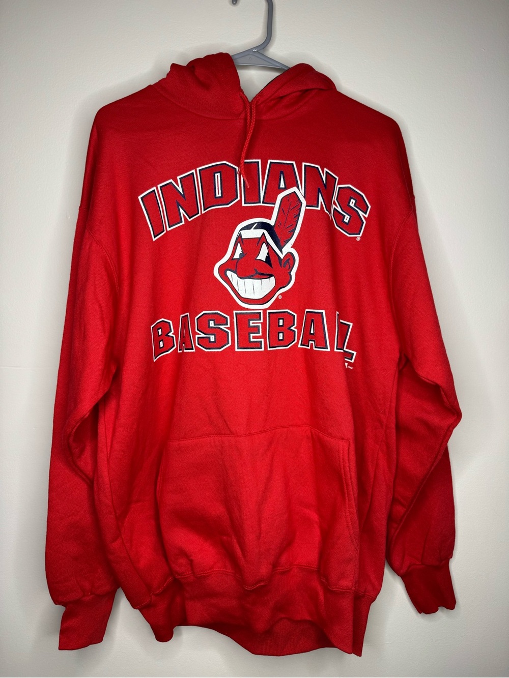 Vintage Cleveland Indians Baseball Red Hoodie Sweatshirt Mens XL NWT